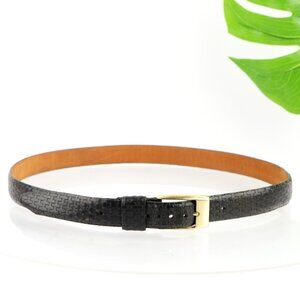 Tulliani Mens Belt Size 44 Woven Black Italian Calfskin Solid Brass Prong Buckle